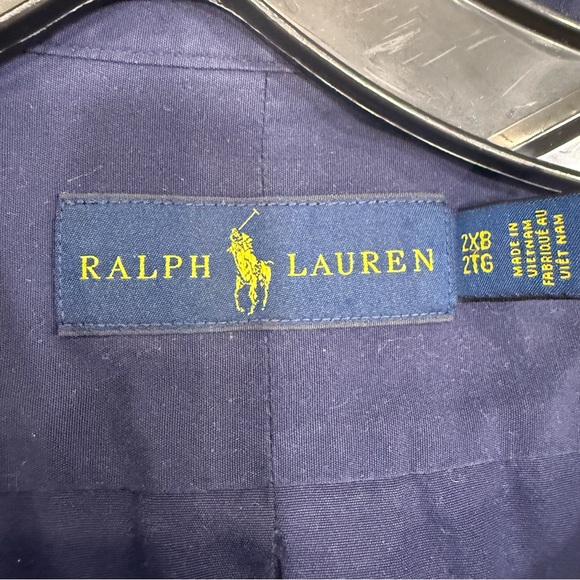 Ralph Lauren Navy Blue Men’s Button Down Short Pony Logo Shirt  Sz 2XB EUC - Picture 7 of 8